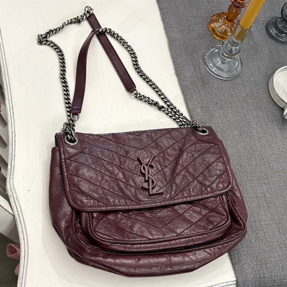 Yves Saint Laurent Dark Red Quilted Shoulder Bag